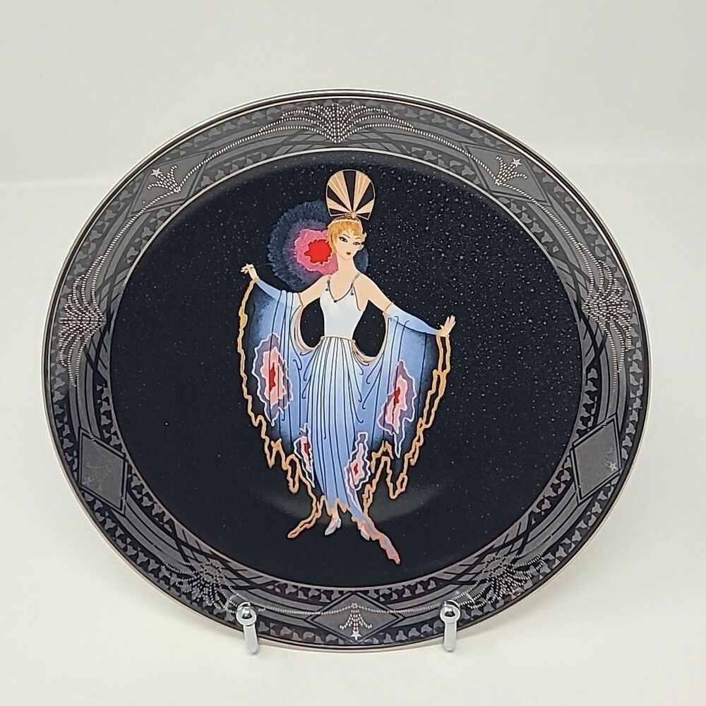Fine Royal Doulton Erte "Twilight" Art Deco Bone China Franklin Mint Plate c1990